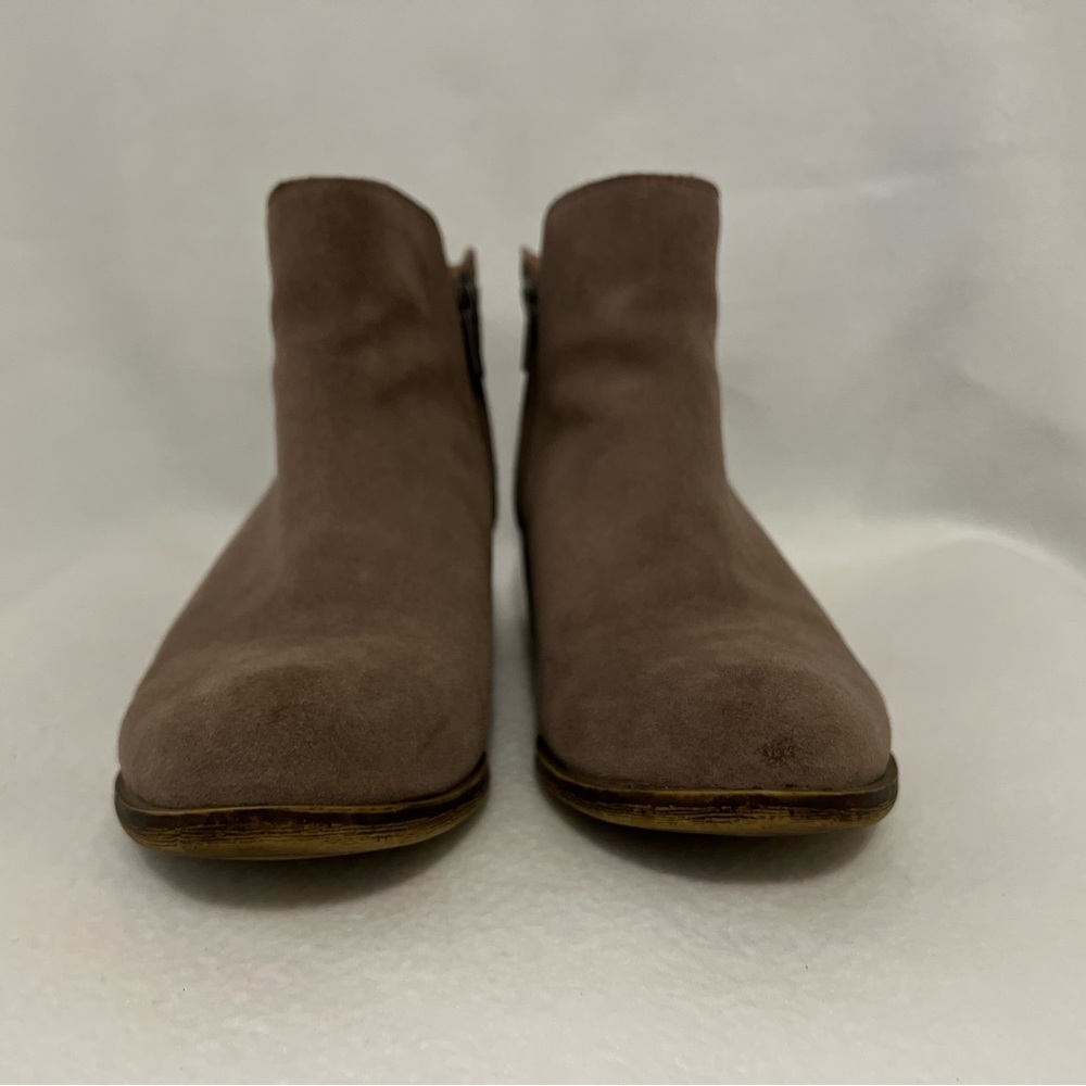 Luck Brand Size 10 Beige Suede Double Zipper  Leather Booties - Picture 8 of 16